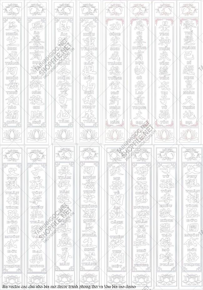file vector cnc chu nho bia mo decor tranh phong tho va khu bia mo 